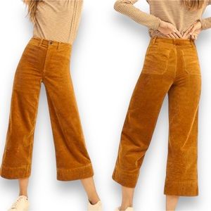 Madewell Cropped Wide-Leg Golden Corduroys Sz 26